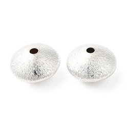 Матовый Серебристый Цвет Латунные текстурированные бусины, без кадмия и без свинца, рондель, долговечный, матовый серебристый цвет, 12x7.5 мм, отверстие : 1.8 мм