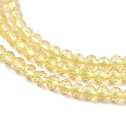 Light Goldenrod Yellow Glass Beads Strands, Imitation Quartz, Faceted, Round, Light Goldenrod Yellow, 2mm, Hole: 0.5mm,  about 175pcs/strand, 14.9 inch(38cm)