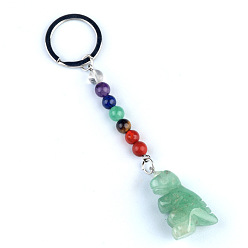 Зеленый Авантюрин Зеленый авантюрин брелок, с кварцевым резонатором, аметист, ляпис, авантюрин, красный агат, красная яшма, динозавр, 11 см