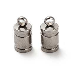 Нержавеющая Сталь Цвет 201 концы из нержавеющей стали шнур, колонка, цвет нержавеющей стали, 10x5 мм, отверстие : 1.6 мм, внутренний диаметр: 3.5 мм
