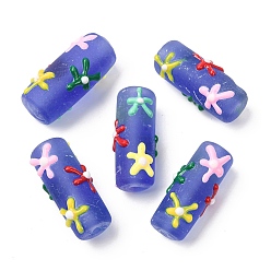 Васильковый Эмалевые бусины ручной работы в технике лэмпворк, бусины ручной работы, бугристая колонна с морскими звездами, васильковый, 29.5~30.5x13.5~16 мм, отверстие : 3 мм