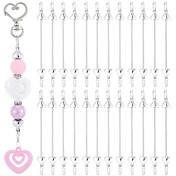 Сердце 24шт. брелоки из нержавеющей стали с бусинами для изготовления украшений и поделок своими руками, сердце, 91x11x7 мм