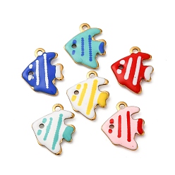 Fish 304 из нержавеющей стали шармы эмали, морское животное, золотые, рыба, 11.5x9.5x1.5 мм, отверстие : 1 мм