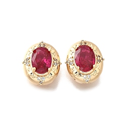 Настоящее золото 18K Латунные стеклянные бусины, без кадмия, без никеля и без свинца, овальные, реальный 18 k позолоченный, 14x11.5x7 мм, отверстие : 1.4 мм