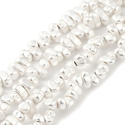 с Покрытием Серебра Гальванические нити из синтетических немагнитных гематитовых бусин, самородки, со серебряным покрытием, 3~4x4~7x3~4 мм, отверстие : 0.9 мм, около 141 шт / нитка, 15.35'' (39 см)