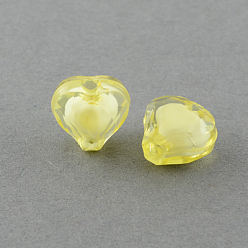 Шампанско-Желтый Прозрачные акриловые бусины, бусина в бусине, граненые, сердце, шампанское желтый, 7x8x5 мм, Отверстие : 2 мм , около 3000 шт / 500 г