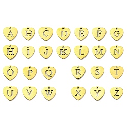 Mixed Shapes Ионное покрытие (ip) 304 кулон из нержавеющей стали, золотые, сердце с письмом, разнообразные, 12x12x1 мм, отверстие : 1.4 мм