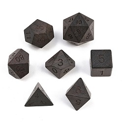 Кокосово-Коричневый Набор многогранных игральных костей из натурального дерева, настольная игра в кости, кокосового коричневый, 16~29x16~29x16~29 мм, о 7 шт / комплект