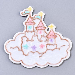 Snow Castle Appliques, Computerized Embroidery Cloth Iron on/Sew on Patches, Costume Accessories, Snow, 75x75x1mm