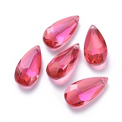 Роза Стеклянные стразы подвески, граненые, слеза, роза, 23.5x12x6.5 мм, отверстие : 1.5 мм