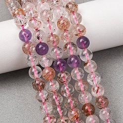 Super Seven Quartz Natural Super Seven Quartz Beads Strands, Smooth Round, 5.5~6.5mm, Hole: 0.5~0.8mm, about 60~71pcs/strand, 14.76''(37.5cm)~15.35''(39cm)