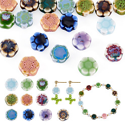 (52) Непрозрачная лаванда 20шт. фарфоровые бусины ручной работы, цветок, разноцветные, 9.5x10x5.5 мм, отверстие : 2 мм