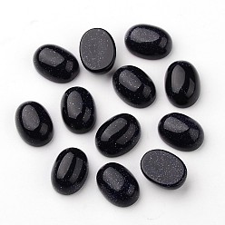 Blue Goldstone Synthetic Blue Goldstone Oval Cabochons, Flat Back, 18x13x6mm