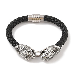 Античное Серебро Плетеные браслеты из микрофибры, 304 браслеты-змеи из нержавеющей стали для мужчин, античное серебро, 8-1/2x1/4 дюйм (21.7x0.8 см)