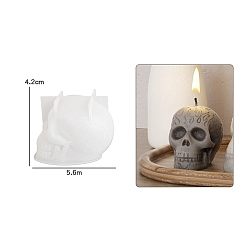 Белый Пищевые силиконовые формы для свечей своими руками, формы для литья смолы, инструменты для производства глиняных ремесел, череп, белые, 5.6x4.2x3.9 см