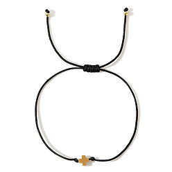 Черный Браслеты из волоконного креста, регулируемые украшения ручной работы подарок элегантный аксессуар, чёрные, 11 дюйм (28 см)