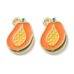 Оранжевый Эмалевые подвески из фруктового сплава, папайя, золотой свет, оранжевые, 16.5x12x1.5 мм, отверстие : 1.5 мм