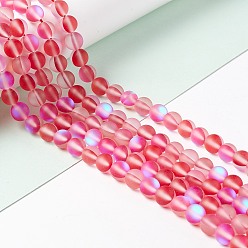 Красный Синтетические лунные лучи, матовые, круглые, красные, 8 мм, отверстие : 1 мм, около 43~47 шт / нитка, 14.37''~15.08'' (36.5~38.3 см)