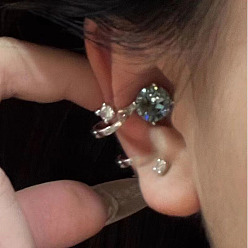 Круглые Серьги-каффы из сплава для женщин, с кубического циркония, круглые, 15 мм