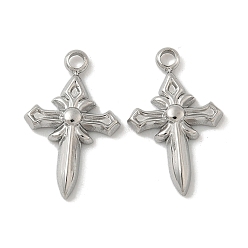 Нержавеющая Сталь Цвет 304 подвески из нержавеющей стали, крестик, цвет нержавеющей стали, 18x11.5x2.5 мм, отверстие : 1.6 мм