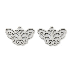 Нержавеющая Сталь Цвет Полые 201 из нержавеющей стали кулоны, очарование бабочки, лазерная резка, цвет нержавеющей стали, 11.5x16.5x0.8 мм, отверстие : 1.4 мм