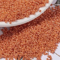 (RR423) Opaque Light Orange Luster MIYUKI Round Rocailles Beads, Japanese Seed Beads, (RR423) Opaque Light Orange Luster, 15/0, 1.5mm, Hole: 0.7mm, about 5555pcs/bottle, 10g/bottle