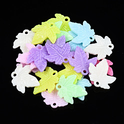 Mixed Color Opaque Acrylic Beads, Maple Leaf, Mixed Color, 21.5x20x2.5mm, Hole: 1.8mm, about 1300pcs/500g