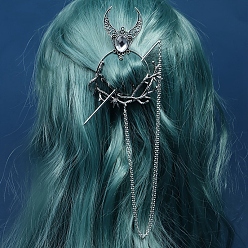 Белый Готическая тема ведьмы, ветка, сплав, стразы, заколка для волос, заколка для волос, палочки для волос, Держатель конского хвоста, белые, 370 мм