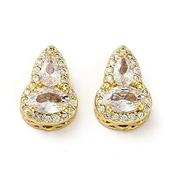 Прозрачный Латунные микро проложить кубического циркония бусы, Горлянка, реальный 18 k позолоченный, прозрачные, 12.5x8.5x6.5 мм, отверстие : 1.2 мм