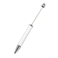 Белый Пластиковая ручка-бусина, шариковая ручка со стальным стержнем, для индивидуальной ручки с ювелирными бусинами, белые, 148x11 мм