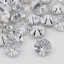 Kristall Acryl-strass-tasten, 1-Loch, facettiert, XILION Rivoli, Kristall, 13x8 mm, Bohrung: 1 mm