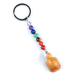 Топаз Нефрит Брелок с топазом и нефритом, с кварцевым резонатором, аметист, ляпис, авантюрин, красный агат, красная яшма, черепаха, 11 см