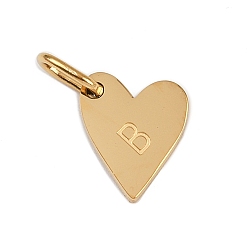 Letter B 304 прелести нержавеющей стали, с прыжковых колец, сердце с подвесками в виде букв, золотые, В письме, 10x8.5x1.5 мм, отверстие : 4x2.5 мм