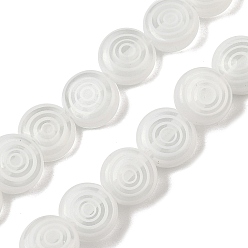Белый Бусы лэмпворк ручной работы, плоские круглые с вихря, белые, 7.5~8.5x3 мм, отверстие : 0.6 мм, около 46~49 шт / нитка, 14.06~14.57'' (35.7~37 см)