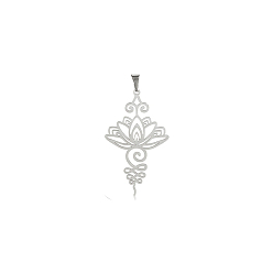 Нержавеющая Сталь Цвет Шкентели нержавеющей стали, лазерная резка, очарование лотоса, цвет нержавеющей стали, 45.7x27 мм