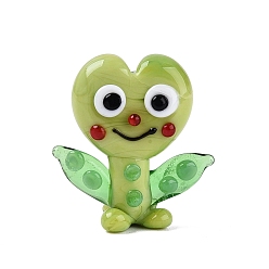 Желто-Зеленый Декоративные фигурки эльфа в форме сердца, изготовленные вручную методом муранского стекла., для домашнего украшения рабочего стола, желто-зеленый, 19~22x20~22.5x8~11 мм