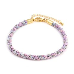 Лиловый 4браслеты из плетеного нейлонового шнура толщиной ⅛ дюйма, с латунными выводами и 304 застежками из лобстера из нержавеющей стали, долговечный, золотые, сирень, 7-3/4 дюйм (19.7 см)