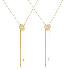 Настоящее золото 18K 2шт. регулируемые латунные цепочки-колье в виде ковбойской шляпы, свитера или лассо, реальный 18 k позолоченный, 29.76 дюйм (75.6 см)