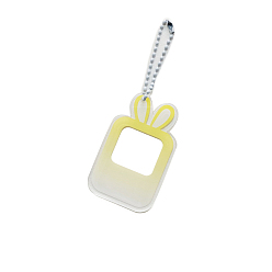 Светло-хаки Акриловые заготовки для ключей градиентного цвета, с шариковыми цепями случайного цвета, прямоугольник с кроликом, светлый хаки, 7x4.4x0.2 см