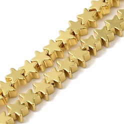 с Золотистым Покрытием Гальванические нити из синтетических немагнитных гематитовых бусин, звезда, с золотым покрытием, 4x4.5x2~2.5 мм, отверстие : 0.7 мм, около 107 шт / нитка, 15.75'' (40 см)