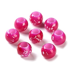 Фуксиновый Европейские бусины из АБС-пластика, окрашенные распылением, бусины с большим отверстием, круглые, красно-фиолетовые, 12x10 мм, отверстие : 6 мм, Около 720 шт / 500 г