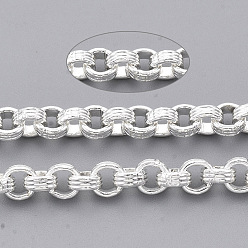 Серебро Железные канавки цепи Роло, несварные, с катушкой, серебряные, 4.2x1.6 мм, около 82.02 футов (25 м) / рулон