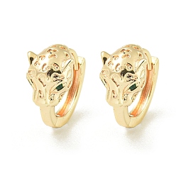 Золотой Латунные серьги обруча, с кубического циркония, леопард, золотые, 13.5x7.5 мм