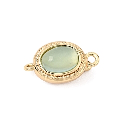 Verde Pálido Cierres de caja de latón y piedras preciosas naturales, ópalo de imitación, oval, real 18 k chapado en oro, verde pálido, 15x8x7 mm, agujero: 1.3 mm