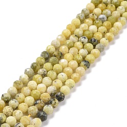 Yellow Turquoise(Jasper) Natural Yellow Turquoise(Jasper) Beads Strands, Faceted, Round, 4~4.5mm, Hole: 0.8mm, about 90~91pcs/strand, 15.16''(38.5~39cm)