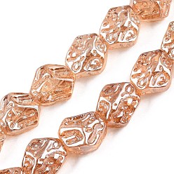 Перу Стеклянные бусины с гальваническим покрытием , самородки, Перу, 13.5~14x13~13.5x10 мм, отверстие : 1 мм, около 45 шт / нитка, 24.21 дюйм (61.5 см)