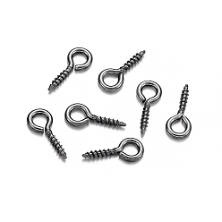 Черный Цвет Металла Железный винт с проушиной, за половину пробурено бисера, металлический черный , 8x4 мм, 200 шт / пакет