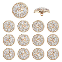 Light Gold 14шт. 1-образные кнопки из сплава стекла с отверстием под ножку, полукруглый, золотой свет, 23x12 мм, отверстие : 2 мм