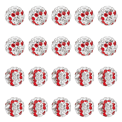 Clair 20pcs perles de strass en argile polymère faites à la main, ronde, clair, 10mm, Trou: 1.4~1.5mm
