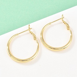 Настоящее золото 18K Латунь обруч серьги для женщин, без кадмия и без свинца, долговечный, стойки покрытие, реальный 18 k позолоченный, 31.5x25.5x3 мм